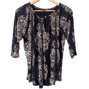 Lucky Brand Black Floral Blouse Sz 1X